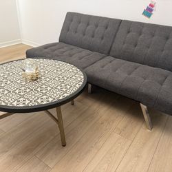 Move Out Sale!! Gray Sofa And Marble Coffee Table 