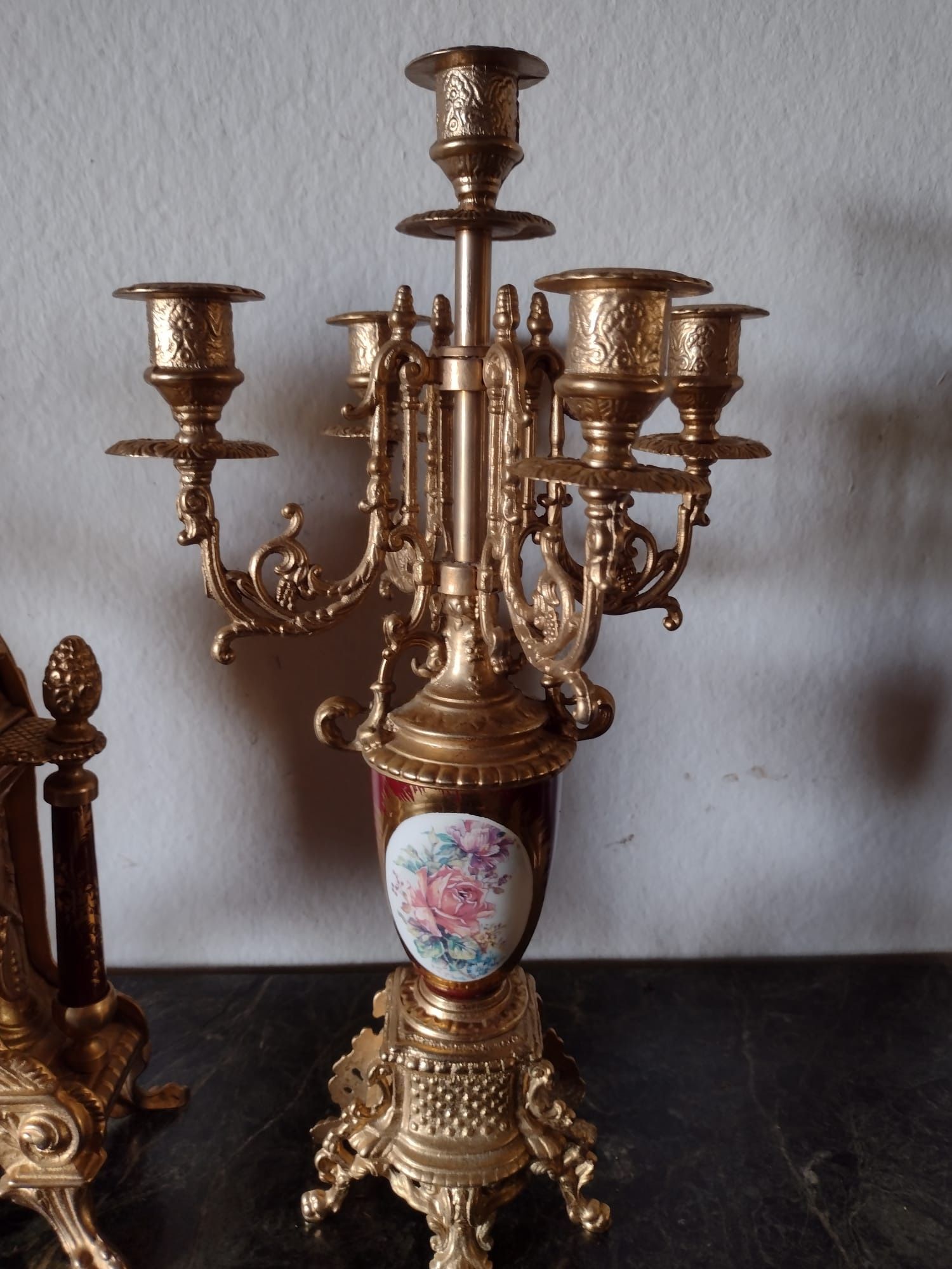 Antique French Clock And Candelabra