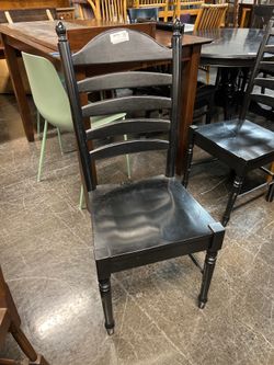 Traditional Black Wood Ladder Back Dining Chair