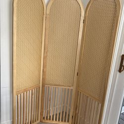 3 Panel Hand-Woven Rattan Room Divider