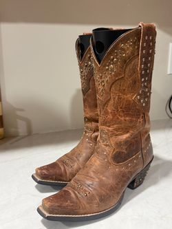 Ariat Women’s Studded Western Cowboy Boots Brown Leather Size 7.5 B