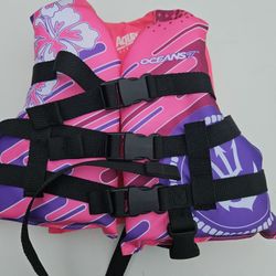 Oceans7 Child Open Side Life Vest, Durable, Easy Fit, 30-50 lbs, Pink/Purple