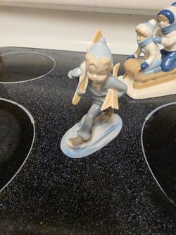 Vintage Boy with broken Skis Wagner & Apel East Germany Porcelain Figure