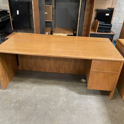 2 Matching Oak Steelcase Office Computer Desks! Only $100 Ea!