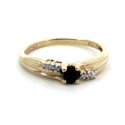 Woman’s Ladies 10k Two Toned White Yellow Gold Dark Blue Stone Ring Size 7 GP3126472