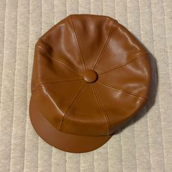 light brown leather hat