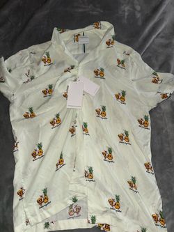 Denim & Flower Pineapple Pizza Print Button-Up Shirt
