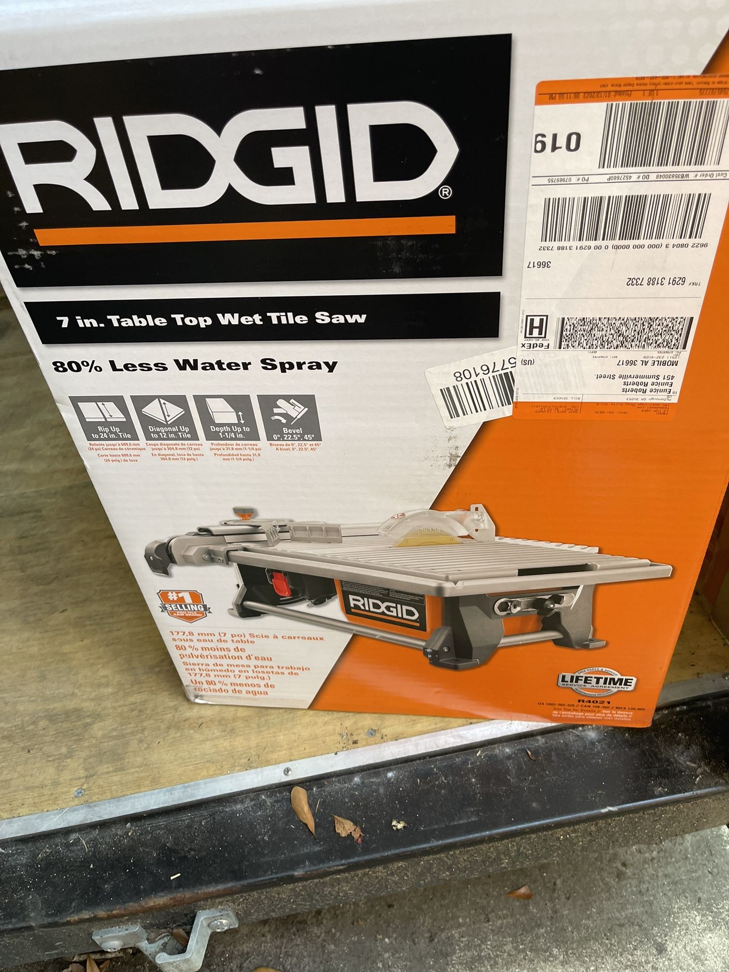 Ridgid Table Top Wet Tile Saw
