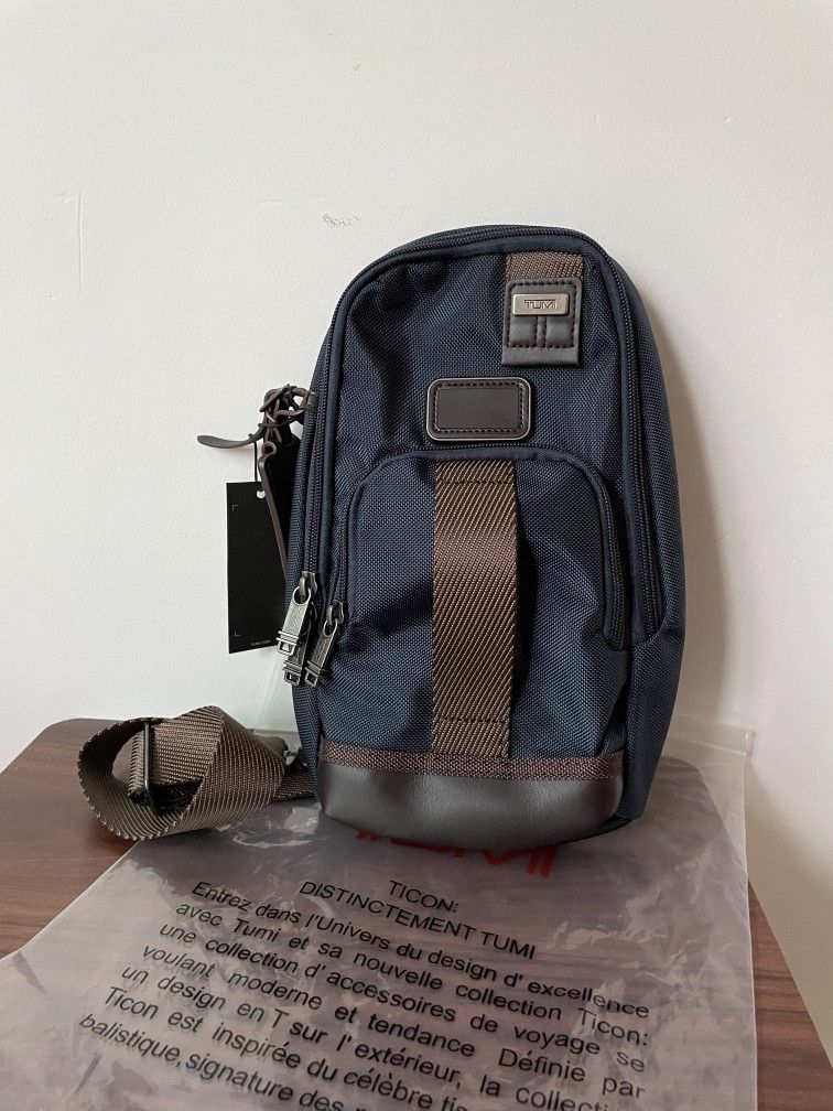 TUMl Blue Nylon Crossbody Sling Bag