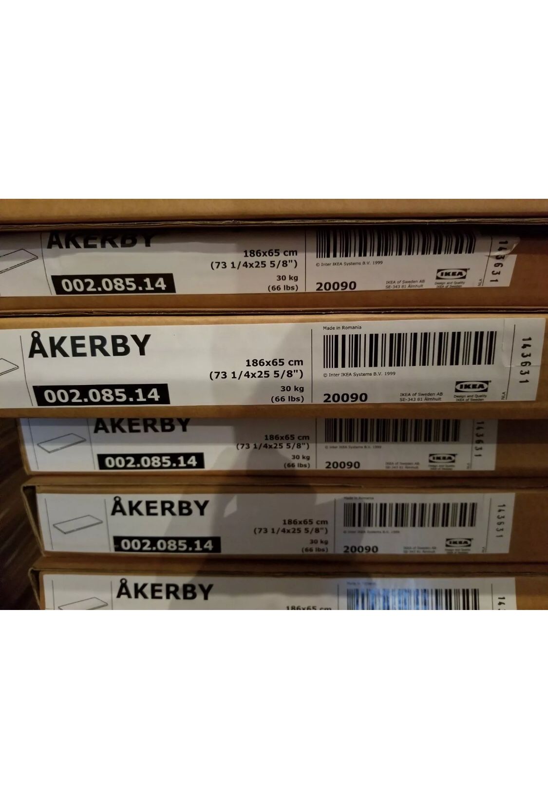 Ikea countertop Akerby Birch 20090 002.085.14, 41 pieces, 73 1/4 x 25 5/8" Wood
