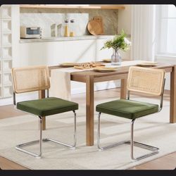 Wayfair Velvet Green and Rattan Chair Set