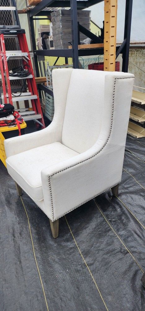 Modern White Wingback Chair