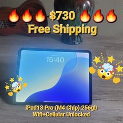 iPad13 Pro (M4 Chip) 256gb Wifi+Cellular Unlocked