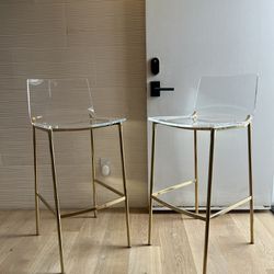 CB2 CHIARO CLEAR COUNTER STOOL GOLD (set of 2)