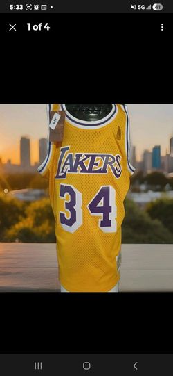Lakers #34 shaq rookie Gold Basketball Jersey