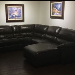 Leather Raymour And Flanagan Recliner Couch With Chase