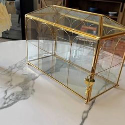 Glass Gold Wedding Gift Card Box 