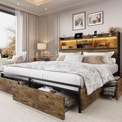 King size bed frame w/storage