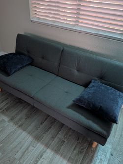Dark Gray Tufted Futon Sofa Bed