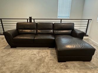 Dark Brown Faux Leather Sectional Sofa