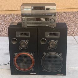 Kenwood Receiver Dual Cassette Tape System w/ Speakers