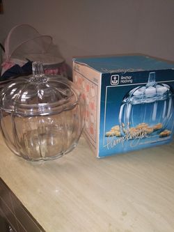 Pumpkin glass jar cookie jar