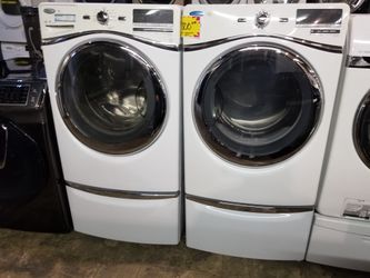 Whirlpool front load washer and electric dryer set with pedestals in excellent conditions with 4 months warranty