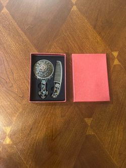 Vintage bejeweled mirror and comb vanity set