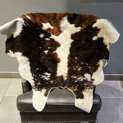 Kyle Bunting Calfskin Hide Rug Authentic Tri Color Cow Print 74"X66