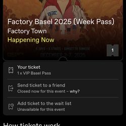 Factory Basel 5 Day VIP Pass 