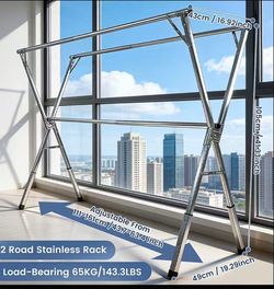 New! Foldable Clothes Drying Rack Outdoor Indoor, Drying Rack Clothing Collapsible, Adjustable Laundry Drying Rack, Heavy Duty Stainless Steel Clothes