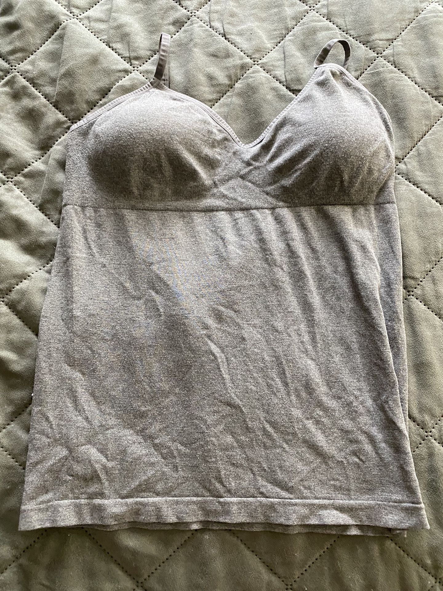 Camisole - Women’s Built-in Shelf Bra - Grey - Medium
