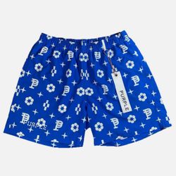 PURPLE BRAND MONOGRAM SWIM TRUNKS