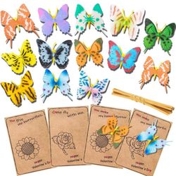 26Pcs Valentines Day Gifts Cards for Kids Classroom School Craft with Cute Butterflies Bug Toys Preschool Class Valentine Greeting Card Bulk Gift Exch