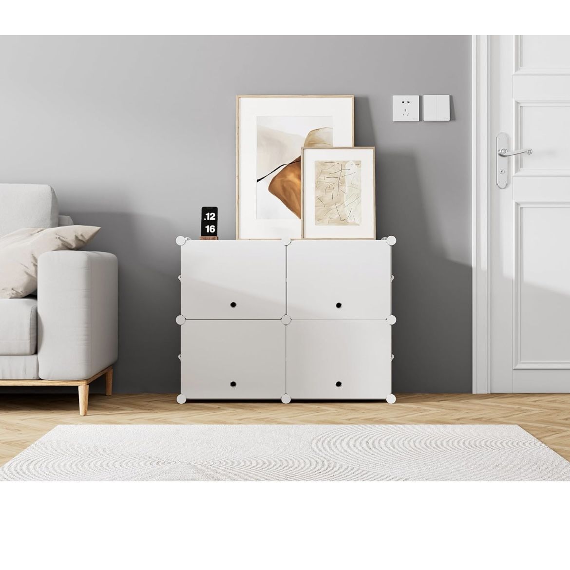 HOMIDEC Shoe Rack, 4 Tier Shoe Storage Cabinet 16 Pair Plastic Shoe Shelves Organizer for Closet Hallway Bedroom Entryway