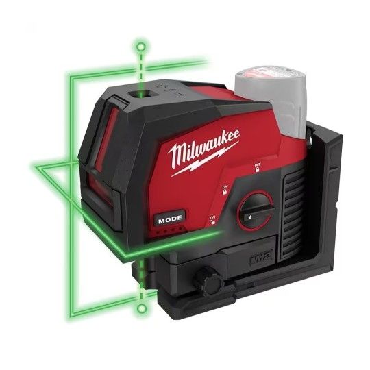 MILWAUKEE M12 12-Volt Lithium-Ion Cordless Green 125 ft. Cross Line and Plumb Points Laser Level (Tool-Only)