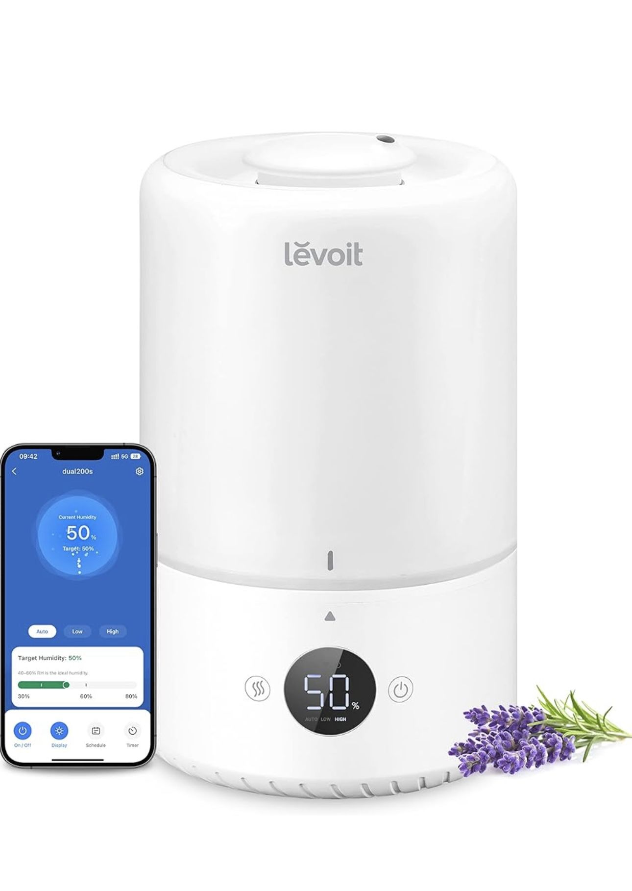 LEVOIT Smart Cool Mist Top Fill Humidifiers for Bedroom with Sensor, Auto Humidity Setting , APP & Voice Control, Essential Oil Diffuser, Ultra Quiet
