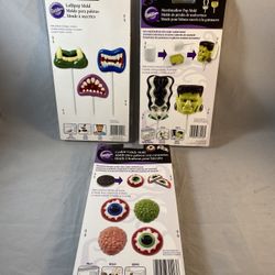 3 Pc Wilton Halloween Candy Mold Marshmallow Chocolate Molds Eyeballs Cookie