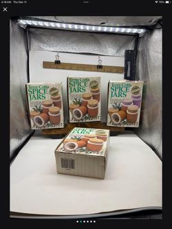 🌿 16- Terra Cotta SPICE JARS 🌿 ✨Another Quality. Product from Progressive International Corp.✨💥 Each box  - set of four jars with cork stoppers, 💥