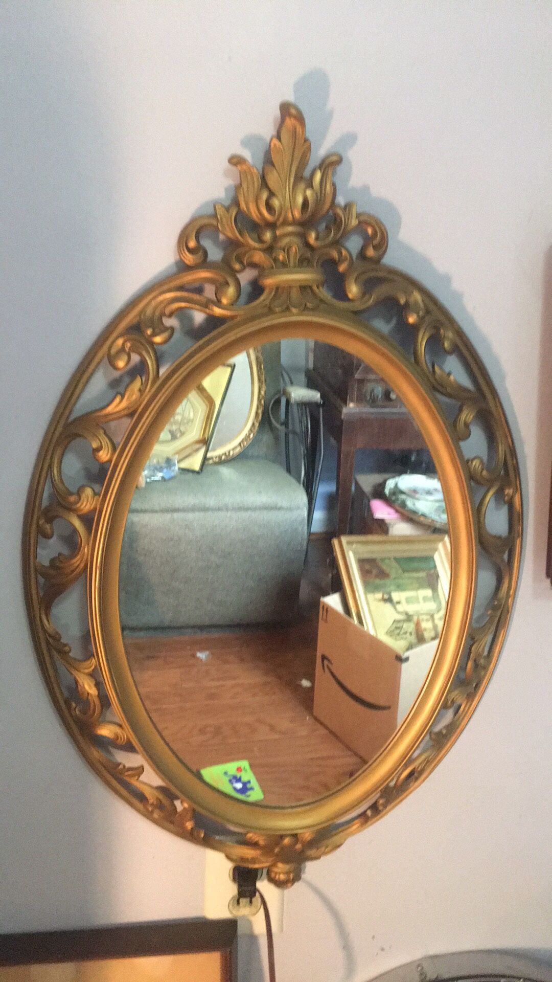 Large ornate 3D vintage gold resin mirror