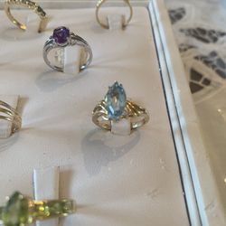 Women’s Blue Topaz Ring In 14kt Gold New