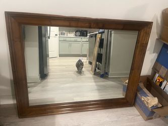Large Wood Framed Mirror – 44” x 34” – Vintage/Project Piece