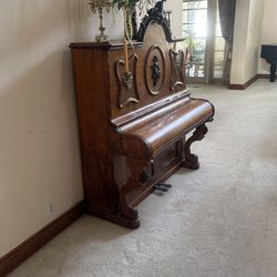 For Sale: Antique Upright Piano – Stunning Ornate Design