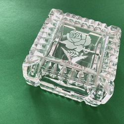 Galway Irish Crystal Lidded Trinket Box Etched Rose