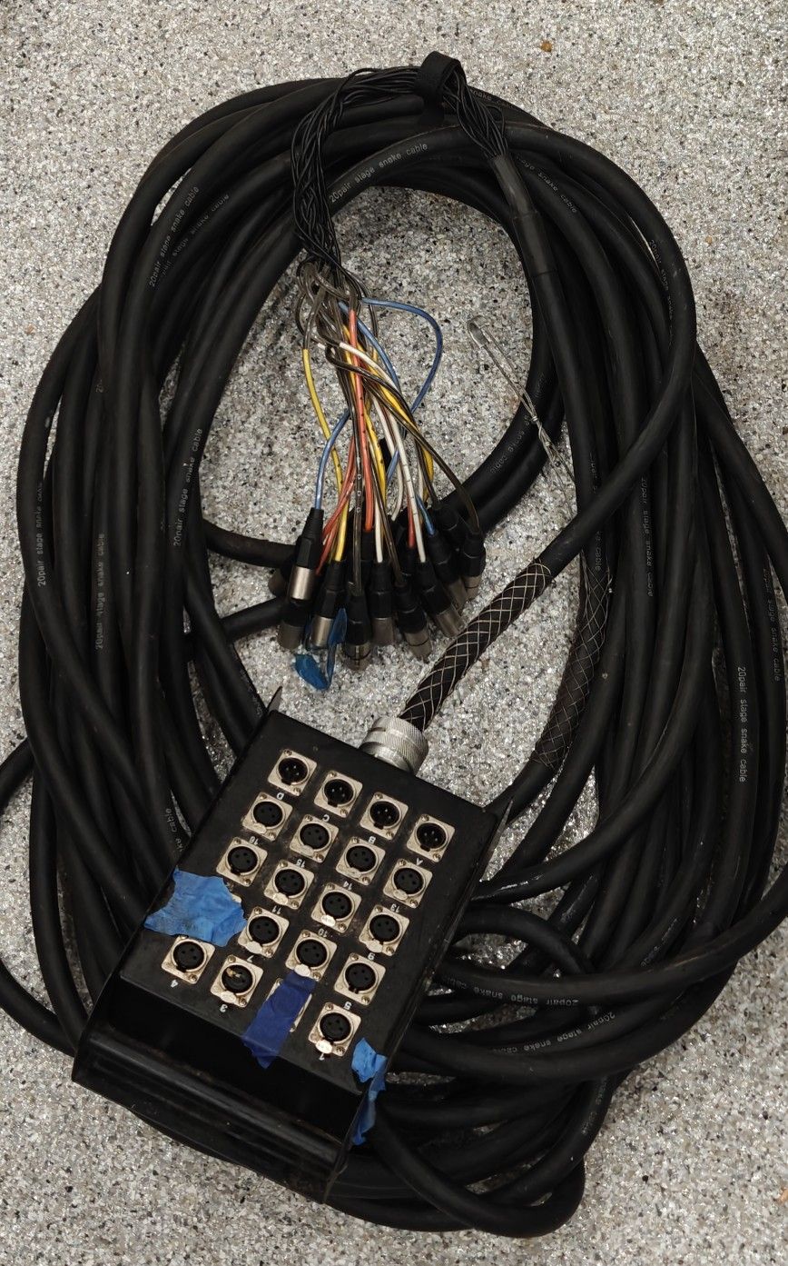 20 Channel 50 Ft Hot Wires Inline Audio Stage Snake