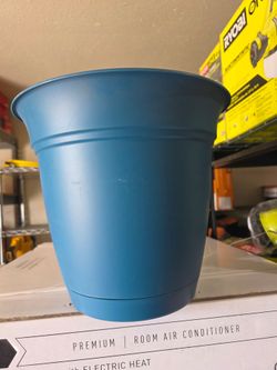 🪴 12-Inch Blue Planters with Attached Saucers