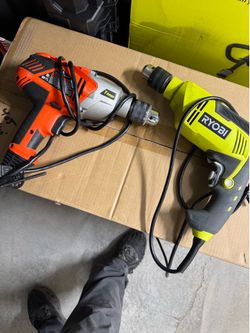 2 Corded Drills — RYOBI + BLACK+DECKER 7 Amp
