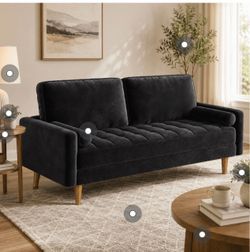 Black Velvet Mid-Century Modern Sofa