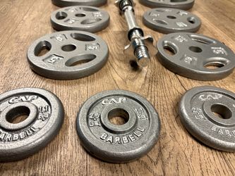 Set of Standard Cast Iron Dumbbells CAP; Minimalistic… Beautiful 80 pounds.