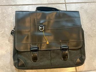 Canvas and Faux Leather Messenger Bag